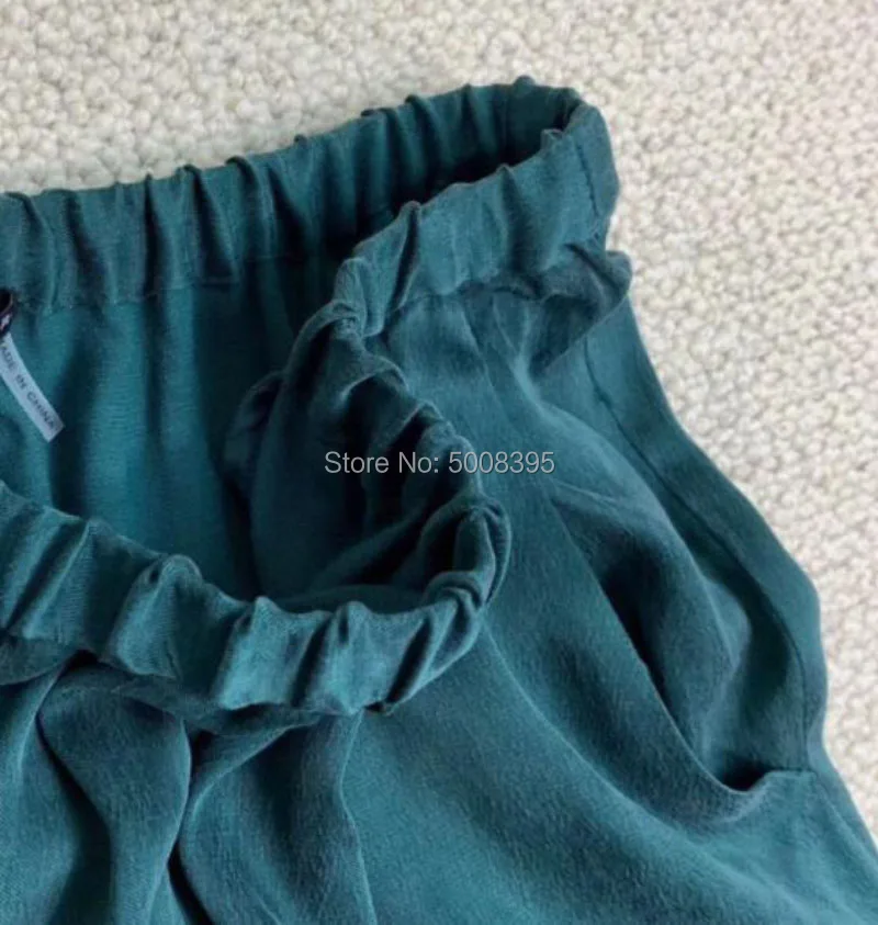 Брюки женские прямые из 100% шелка светильник эластичным поясом и карманами|Брюки|