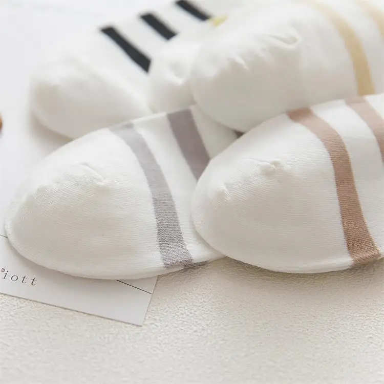 Полосатые носки с дизайном звёзды женские дышащие удобные без пятки модные