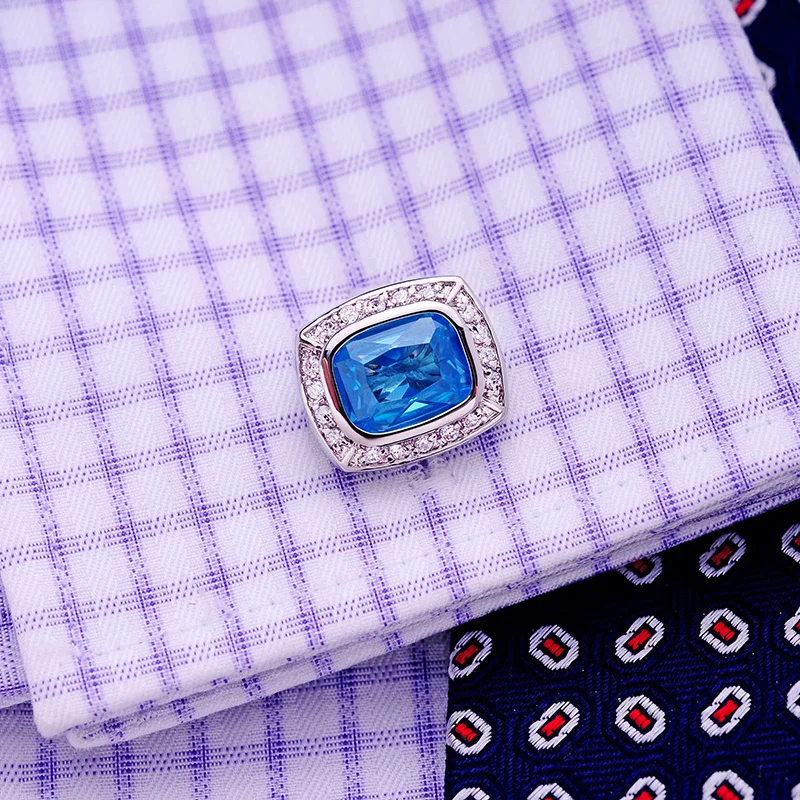 KFLK Роскошные abotoaduras запонки для рубашек мужчин брендовые на пуговицах с голубыми