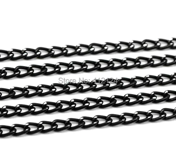 

Links Opened Curb Aluminum Chains Jewelry DIY Making Findings Black 6x3.5mm 5M