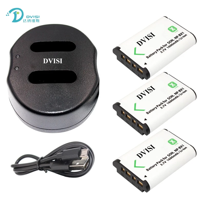 

3pcs/set NP-BX1 NP BX1 Camera Batteries with USB Dual Charger for Sony HDR-AS100v AS30 AS15 DSC-RX100 HX400 WX350 Camera