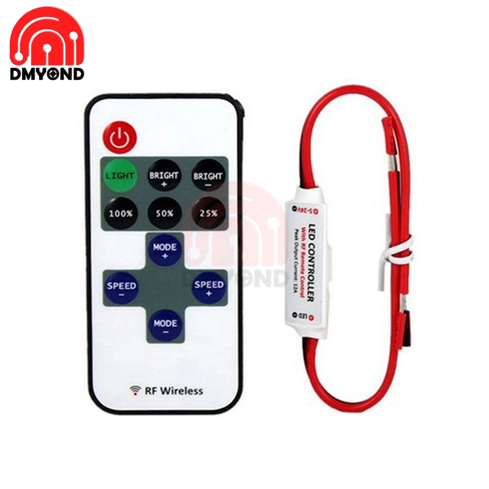 DC 12V RF Беспроводной дистанционного Управление светодиодные ленты Диммер 10 уровней яркий Скорость светодиодный модуль автоматического включения света Напряжение регулятор диммеры л в он-лайн