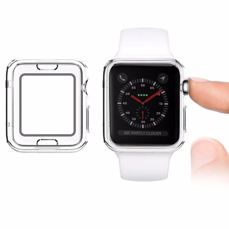 KINGBEIKE прозрачная крышка Рамка для Apple Watch Series 1 2 3 полный защитный ТПУ чехол часов