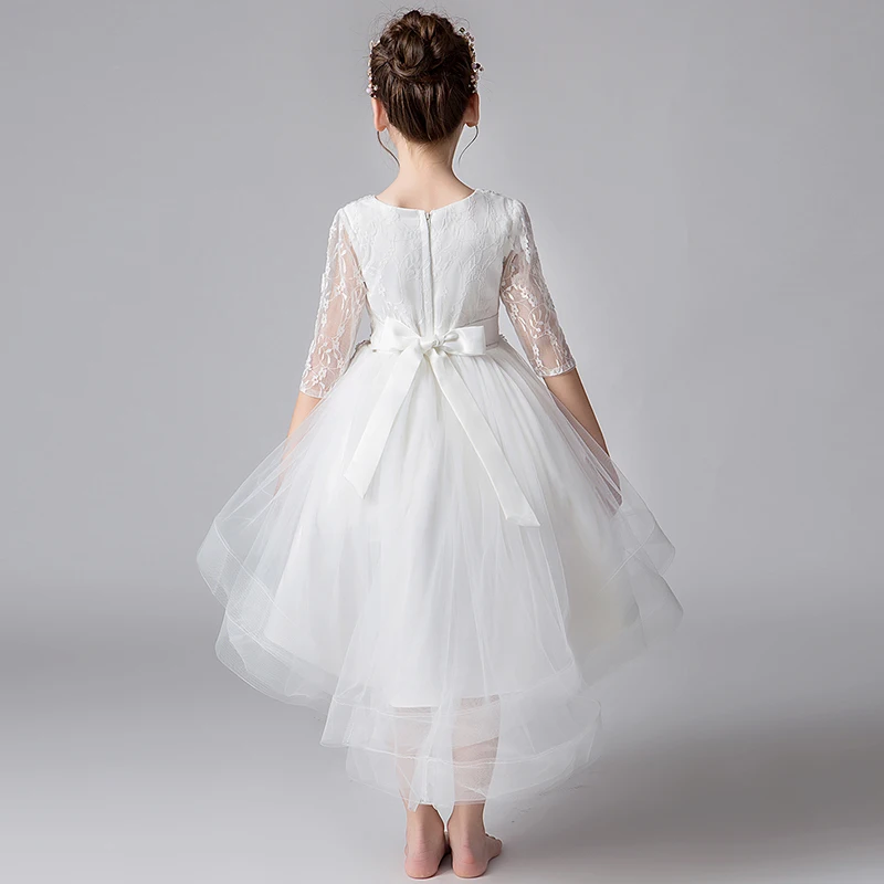 

IYEAL Princess Flower Girl Dresses for Weddings 2020 V- Neck Lace Half Sleeve Little Girls First Communion Pageant Gown 4-12T