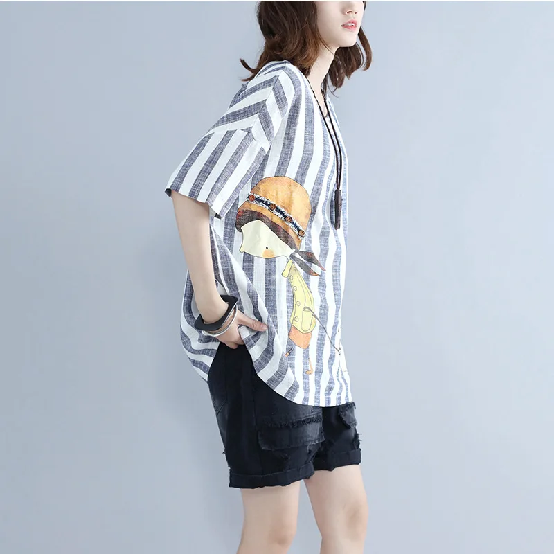 2018 Top Female Summer Style Casual O Neck Striped Printing Short Sleeve T shirt Women Tees Harajuku | Женская одежда