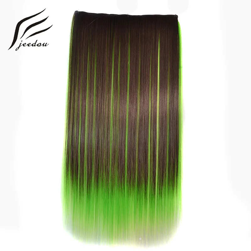 

jeedou 5Clips Straight Synthetic Hair Clip in One Piece Hair Extensions 22" 55cm 100g Blue Brown Green Pink Ombre Piano Color