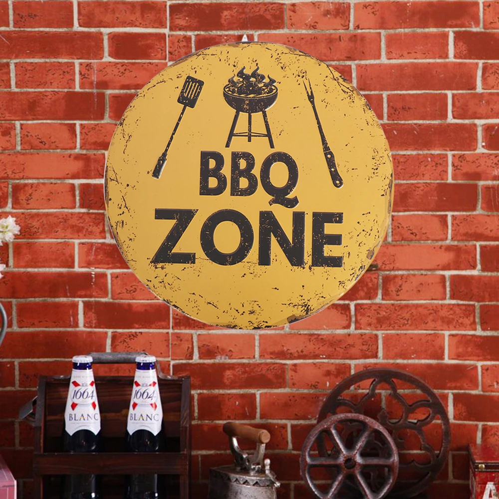 1 шт. винтажный металлический знак круглая пластина настенный постер барбекю