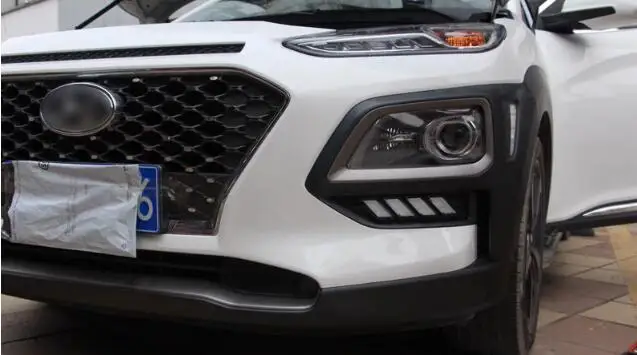 DRL для hyundai ENCINO Kona водонепроницаемый 12 В светодиодный автомобиль DRL дневные ходовые огни противотуманная фара крышка с реле сигнала поворота