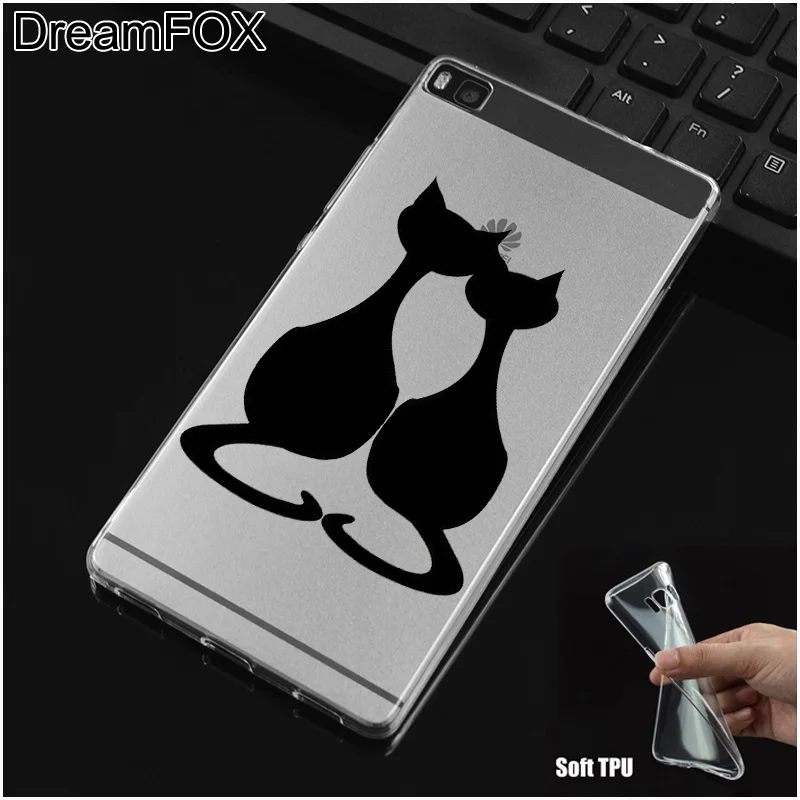 DREAMFOX L013 Мягкий силиконовый чехол из ТПУ с черным котом для huawei P8 P9 P10 Lite Plus 2017 Honor 8