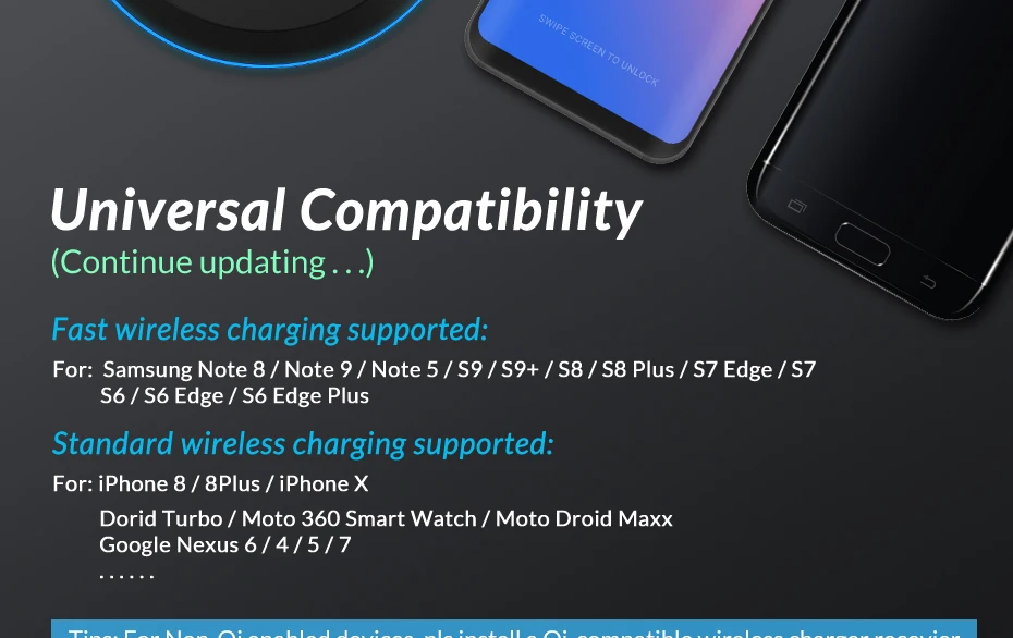 TOPK B46W 10 Вт Беспроводное зарядное устройство для iPhone X/XS Max XR 8 Plus Быстрая зарядка для samsung S8 S9 Note 9 8 Phone charger Pad