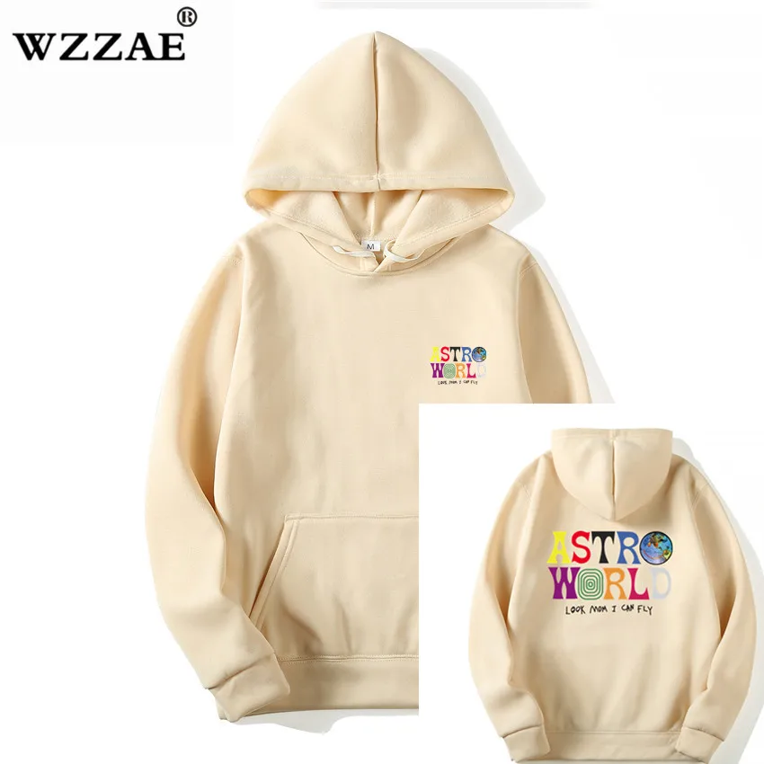 Трэвисс Скотт ASTROWORLD WISH YOU WAS HERE толстовки модные буквы ASTROWORLD Толстовка уличная Мужская Женская пуловер Толстовка - Цвет: Khaki