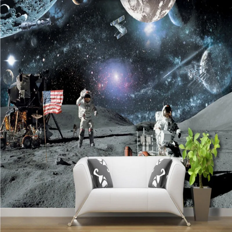 Обои 3d на заказ гостиная спальня фотообои Луна лунный календарь Ровер галактика