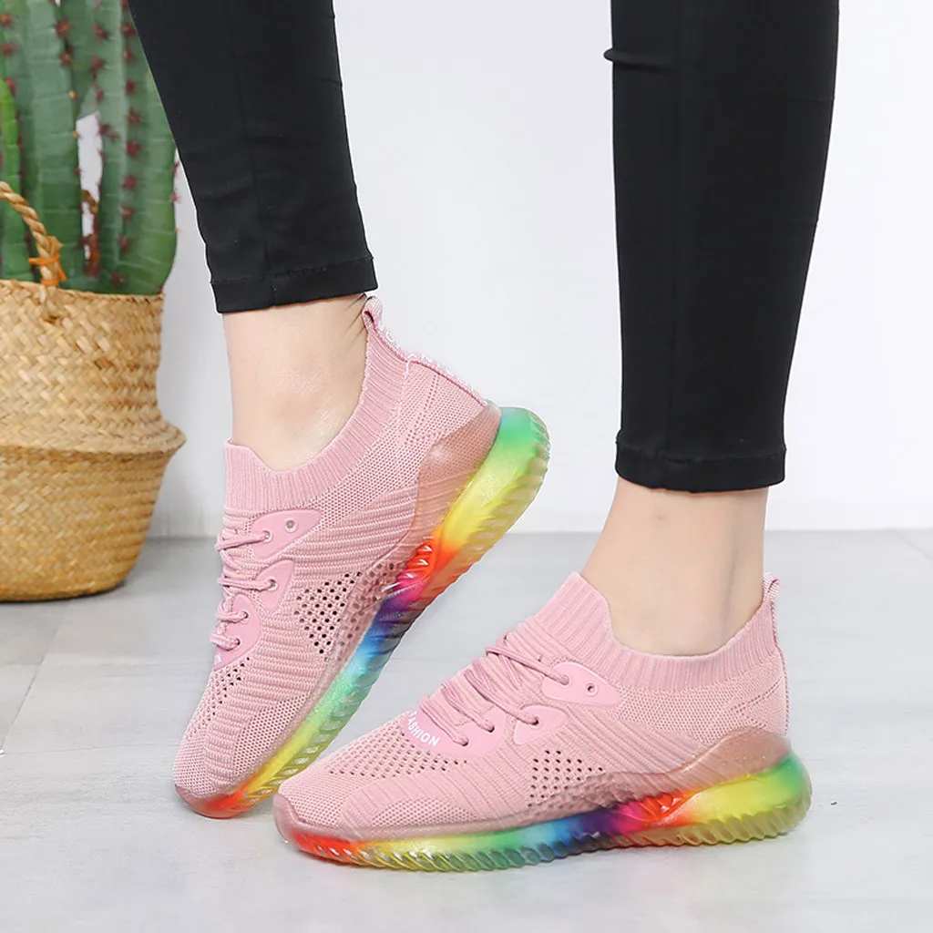 SAGACE/женская и мужская Радужная обувь из сетчатого материала уличная спортивная