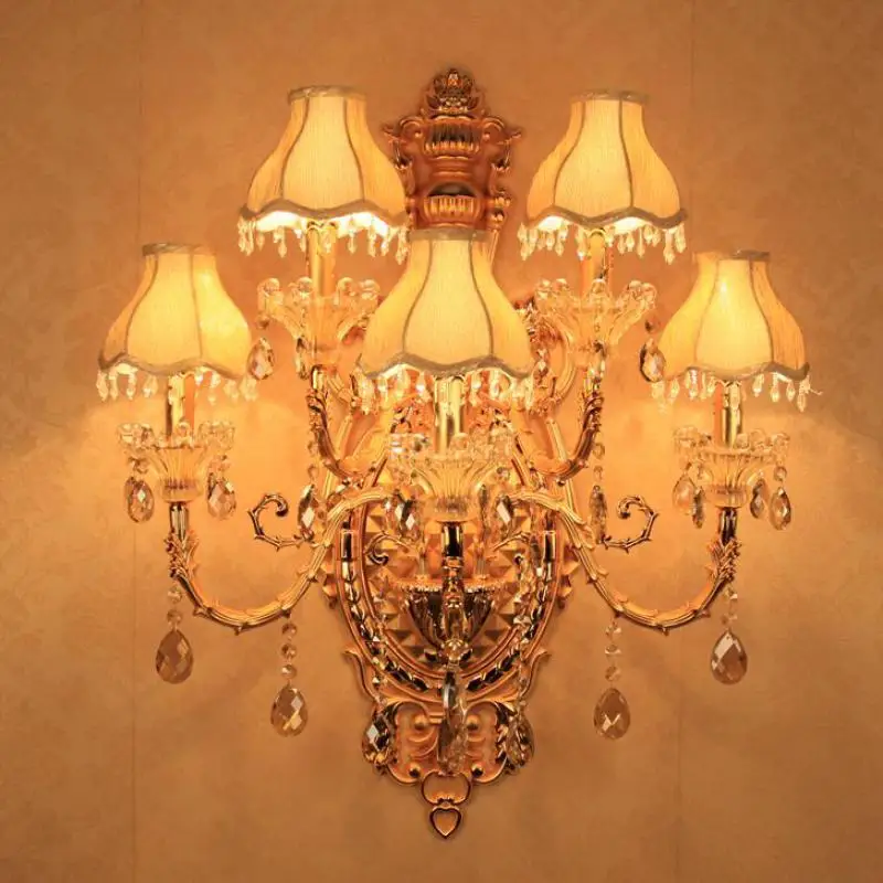 5 шт. большая золотая настенная лампа для гостиничного Холла с кристаллами