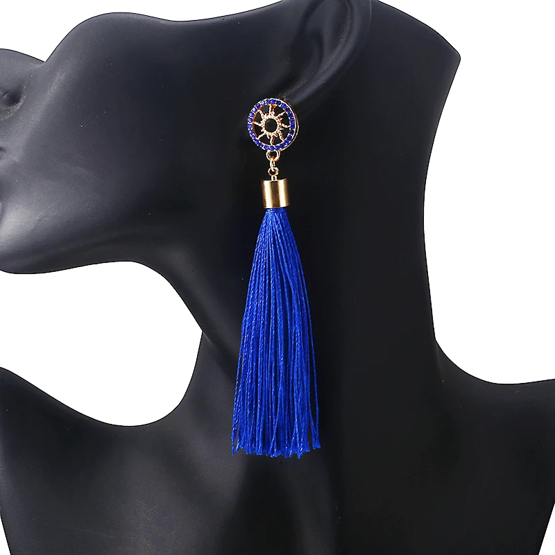 Новые модные серьги с кисточками длинные богемные изысканные розами женские