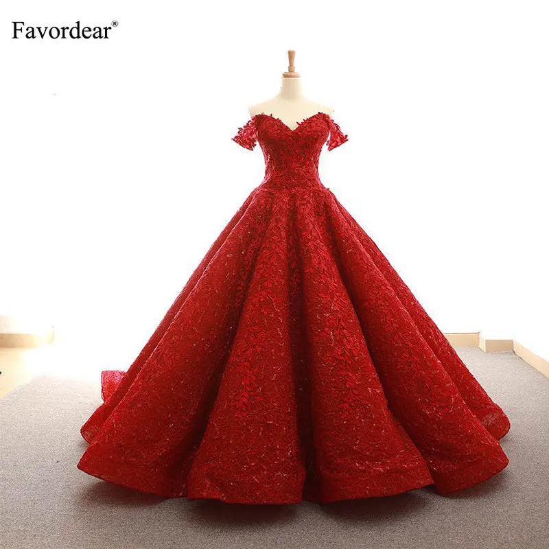 Favordear 2019 Sweetheart Off The Shoulder Ball Gown Evening Dress Vestidos De Noche Pleated Luxurious Formal Dress Prom Dress