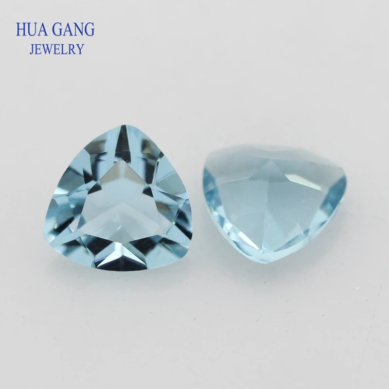 106# Blue Trillion Shape Princess Cut Loose Glass Beads Synthetic Gems For Jewelry Size 3x3~10x10mm Free Shipping | Украшения и
