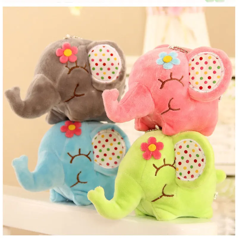 

10pcs/pack 5 Colors 12CM Approx. Cute BIG Floral Elephant Plush Doll Stuffed Toy Car & Room & Window Pendant