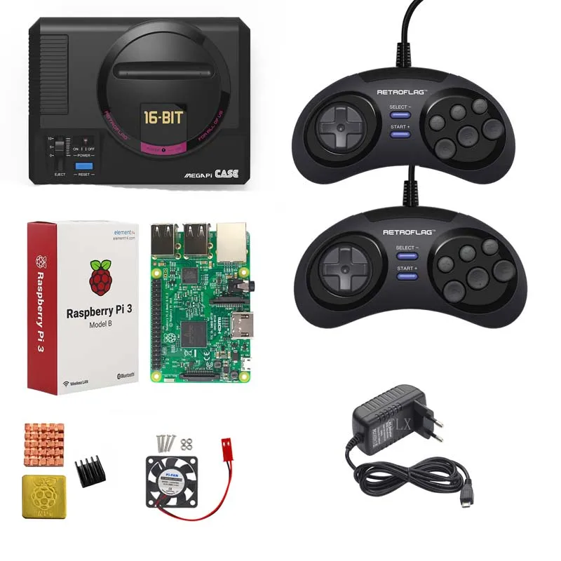 Чехол Retroflag MEGAPi + 2 шт. игровых контроллера функциональная кнопка ++ радиатор