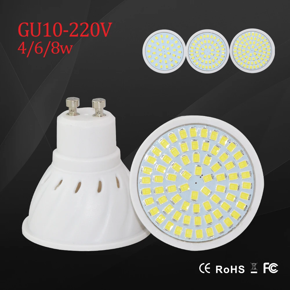 Светодиодный свет светодиодный лампы SMD 2835 GU10 прожектор 220 v 230 v светодиодный Светодиодная лампа 4 Вт 6 Вт 8 Вт освещение люстра яркий lampara для внутреннего освещения
