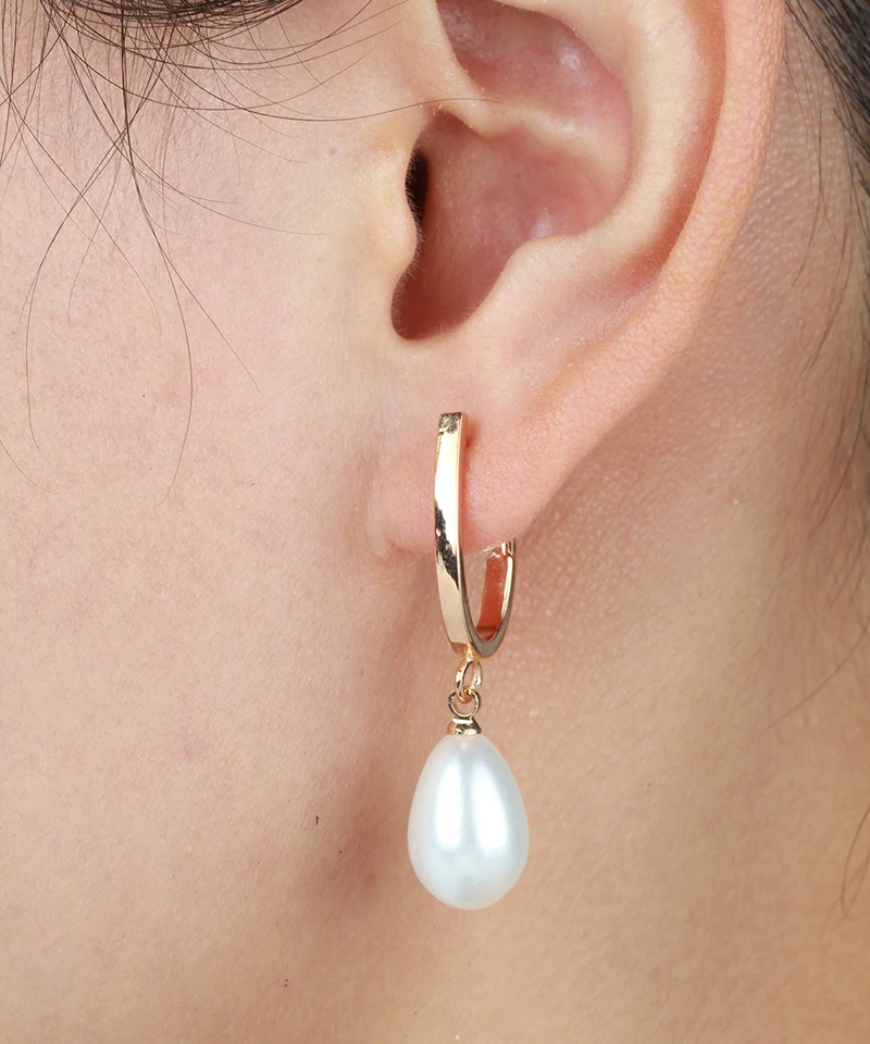 Женские серьги кольца с искусственным жемчугом Windshow подвески золотого цвета