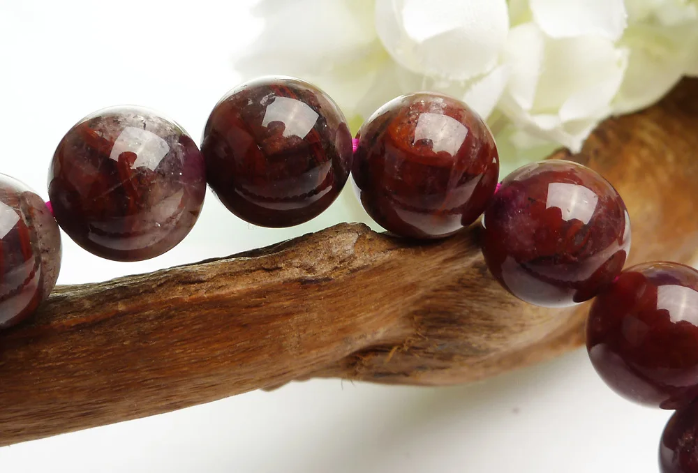 Genuine Natural Auralite 23 Canada Round Beads Bracelet Crystal Red Purple Women Men 10mm Stone Rarest Jewelry AAAAA | Украшения и