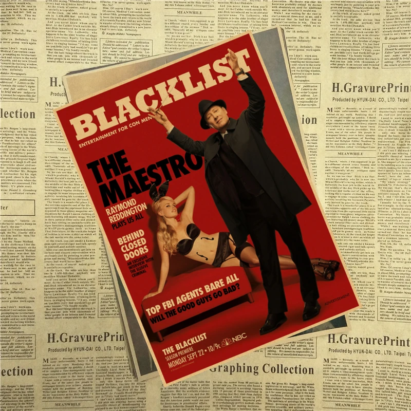 Blacklist core Vintage Jame Spader TV series 2014 постер из крафт бумаги настенные декоративные
