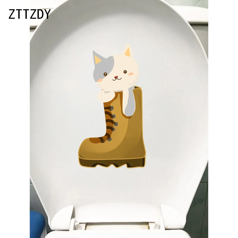 ZTTZDY 13 5*24 7 см милый кот в обуви WC наклейки для унитаза дети спальня домашний декор
