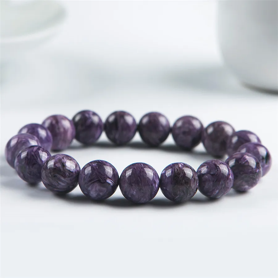 

Genuine Natural Charoite Purple Bracelet Charming Women Men Round Beads Gemstone Bracelet 11mm Fashion Stone AAAAA