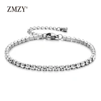 zmzy new fashion adjustable tennis bracelet women shiny crystal link chain bangle bracelet stainless steel jewelry gift