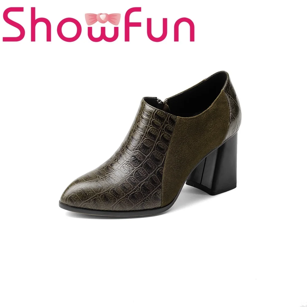 Showfun натуральная кожа женская обувь Повседневная Новинка молния коровья на