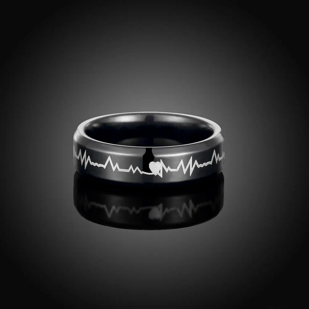 Новое поступление электрокардиограмма Modling титановое стальное кольцо полный