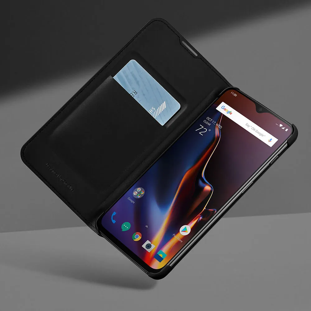 Оригинальный флип кейс OnePlus 6 T черный из искусственной кожи чехол для One Plus 6t Smart