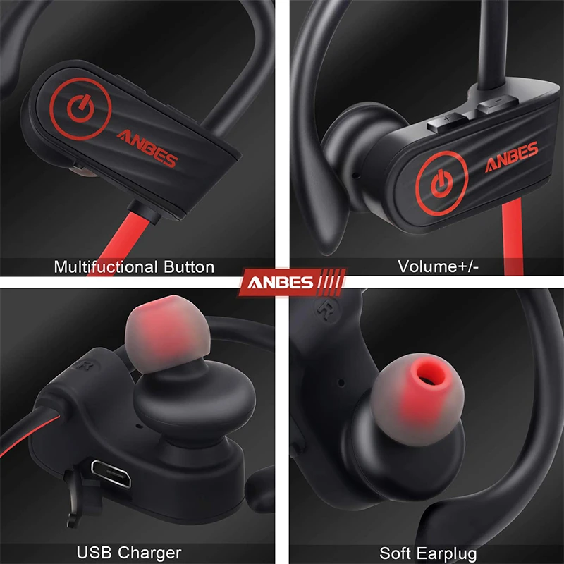 ANBES U13 Bluetooth наушники IPX7 водонепроницаемые bluetooth Беспроводной спортивные басовые