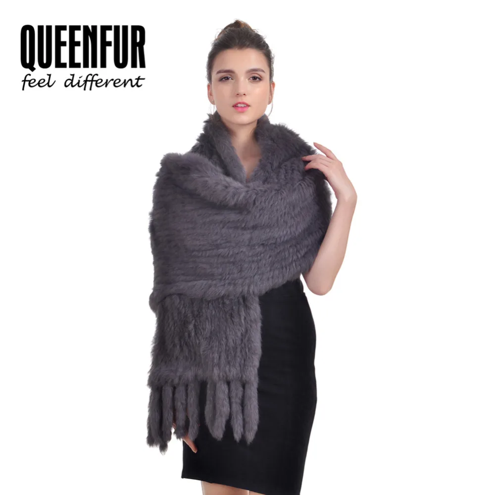 Реальные Кролик Мех животных шарф с бахромой Новинка 2017 года бренд вязаный Natural