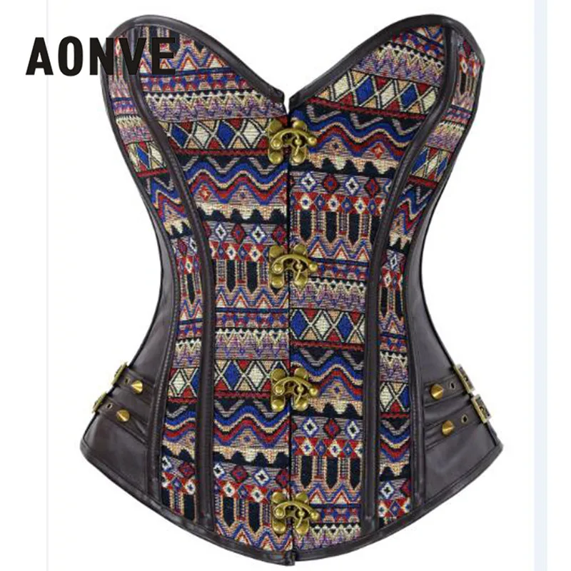 Корсет AONVE в стиле стимпанк бурлескная Клубная одежда готические корсеты со