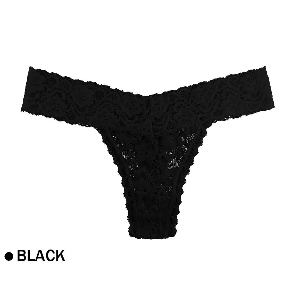 all lace black Удобные женские хлопковые стринги, трусики, кружевное нижнее белье, розовые женские трусы, сексуальное нижнее белье с низкой талией, Ropa Interior Femenina - Цвет: all lace black