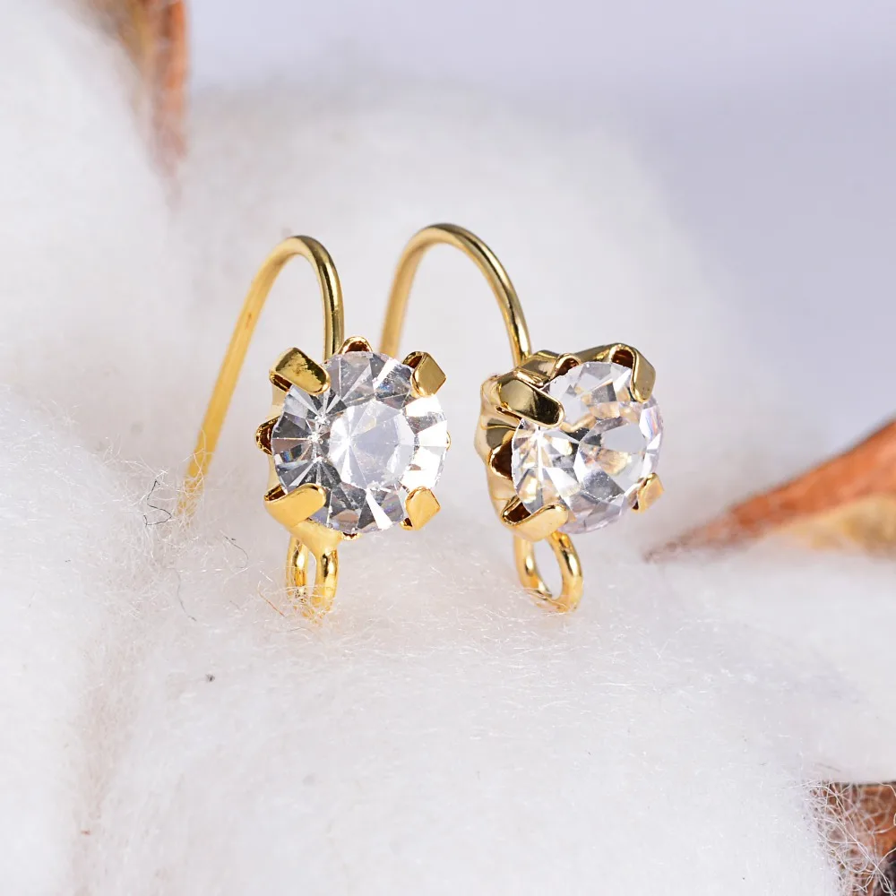 Серьги-капельки с кристаллами золотого цвета 10 пар 18*11 мм | Украшения и аксессуары