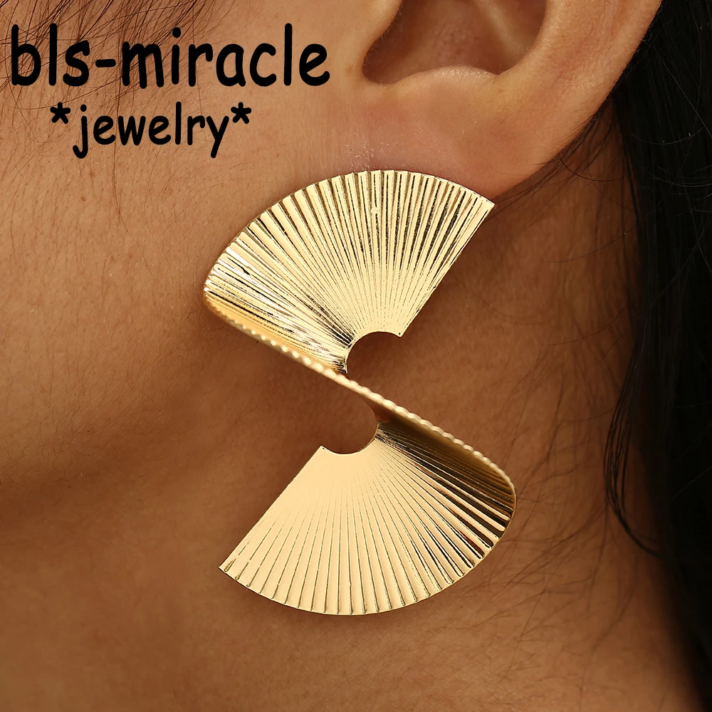 Женские Висячие серьги Bls miracle в стиле панк с большим золотым металлическим