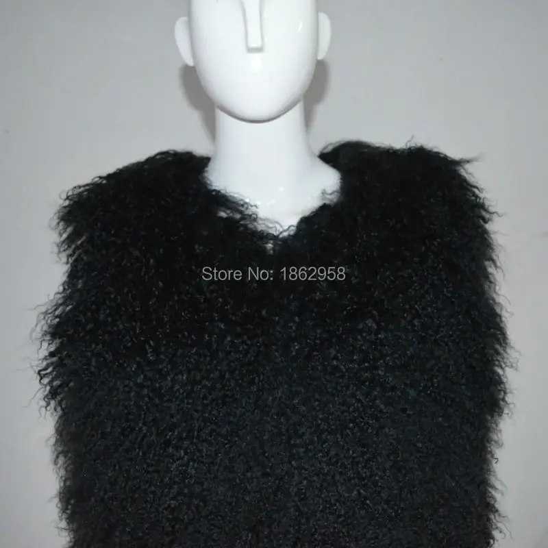 SJ036-01 новый дизайн жилет из монгольской овечьей шерсти длинные волосы женские