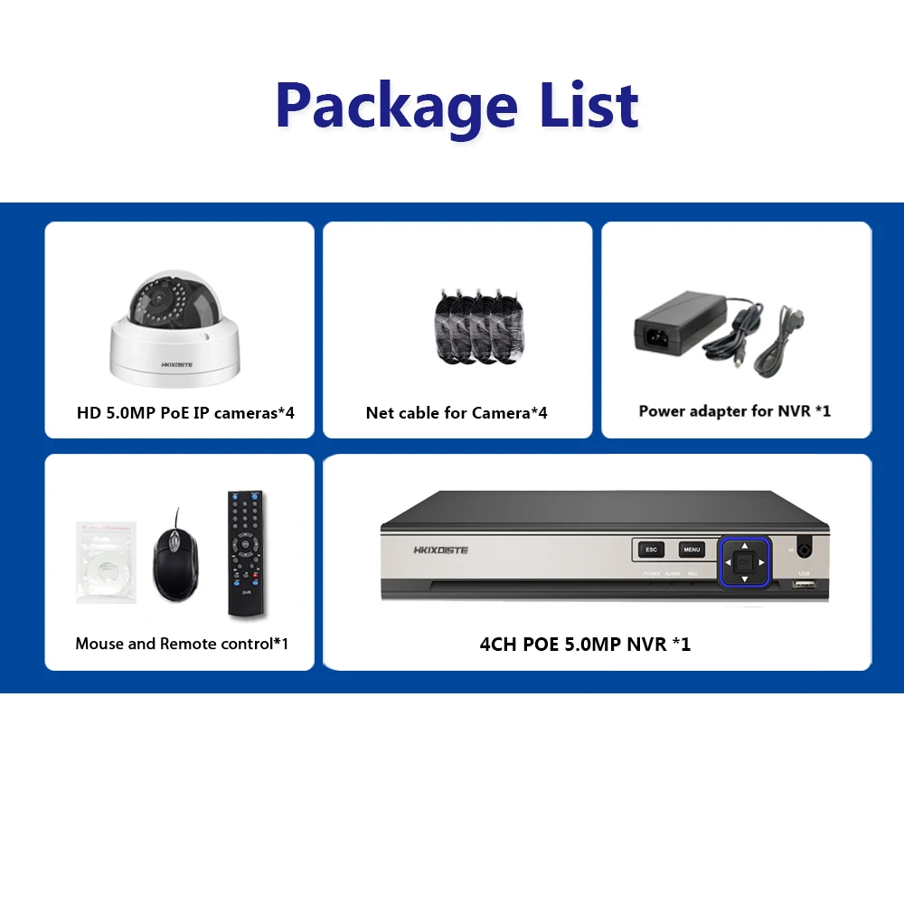 H.265 5MP IP камера сетевой рекордер POE NVR 4poe набор CCTV система безопасности Антивандальная HD 5MP ip-камера ИК Ночной монитор для зрения