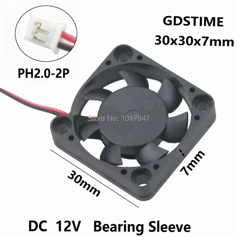 10 шт. в партии Gdstime 2Pin 3007 30x30x7 мм 30 мм DC холодный двигатель 12 В Вентилятор охлаждения