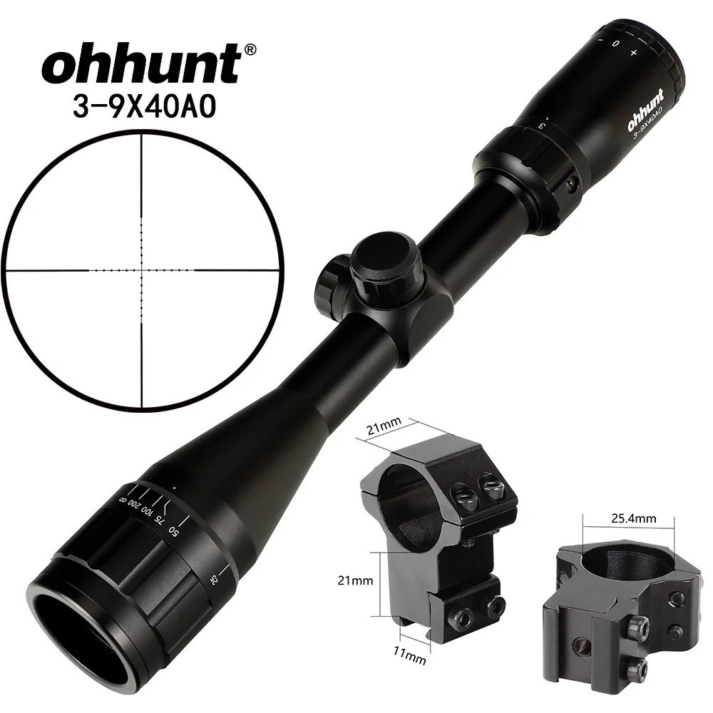High Dovetail Rings Ohhunt 3-9X40 AO 1 дюймов трубка Hunitng Riflescope Mil Dot проволока сетка тактические оптические прицелы для снайперской винтовки прицел страйкбол - Цвет: High Dovetail Rings