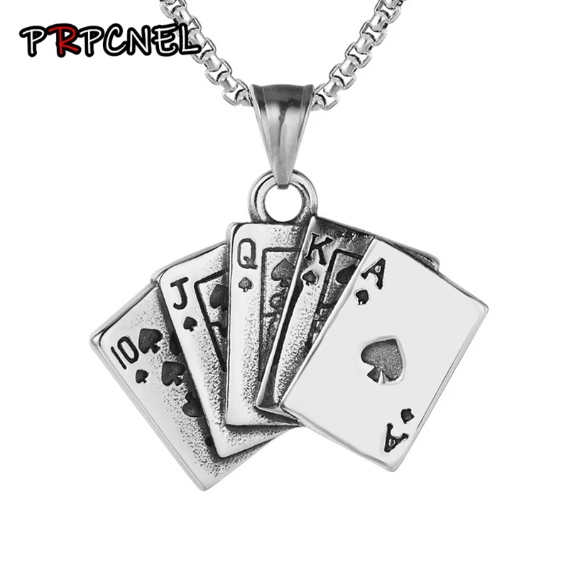 Новый счастливый флеш Ace Of Spades мужское ожерелье Серебряный тон монограмма