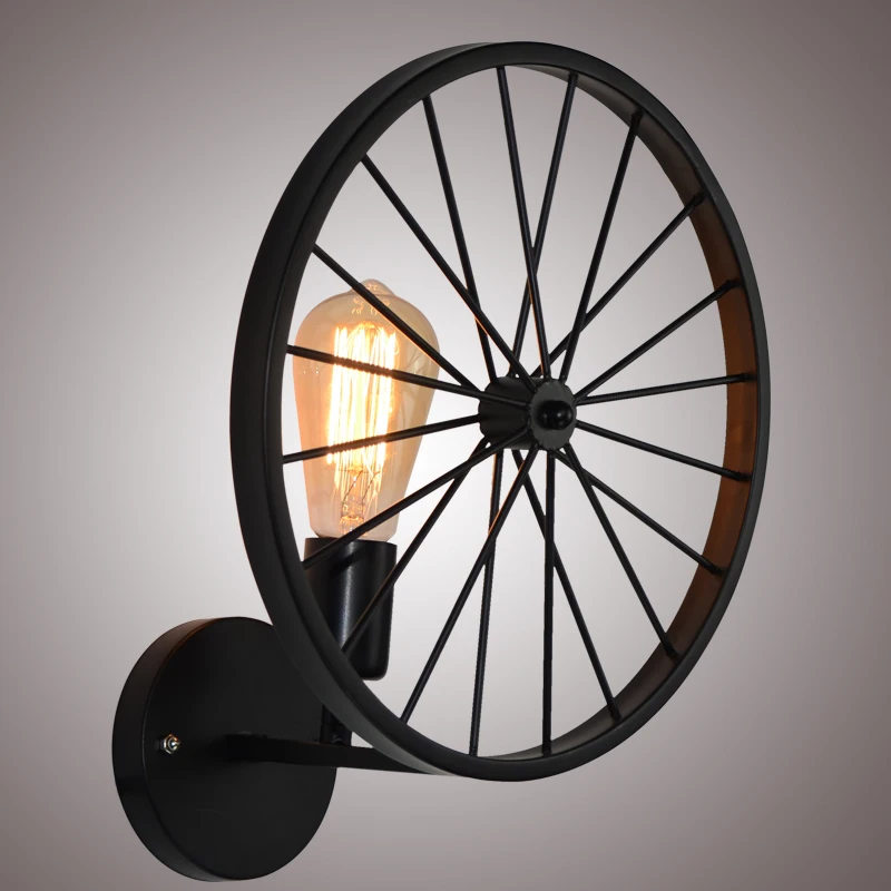 

single head Iron Bicycle Wheel Wall Lamps Indoor Wall Lighting Fixture for Living Dinning Room Home Lighting industral style
