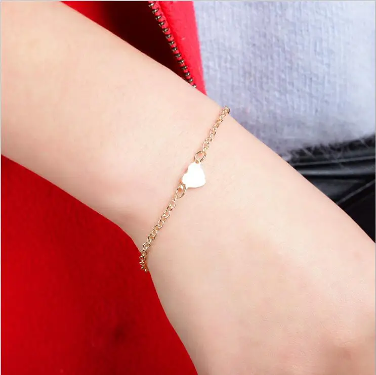 On Sale Promotion Dainty Minimalist Heart Alloy Bracelet Women hand chain Bijoux Jewelry Gift B3007 | Украшения и аксессуары