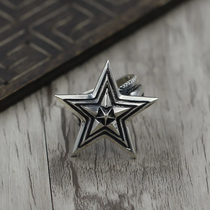 S925 sterling silver men's open ring Personalized fashion style Five-star domineering popular jewelry Send lover's gift | Украшения