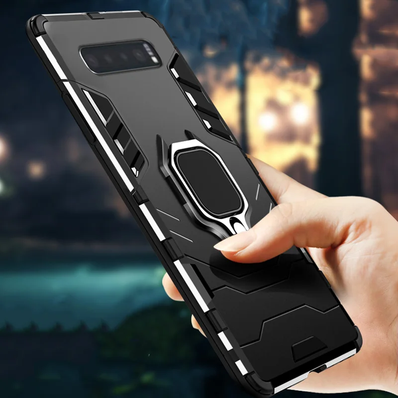 Чехол с кольцом для samsung Galaxy S10 5G жесткий силиконовый металлический кронштейн из