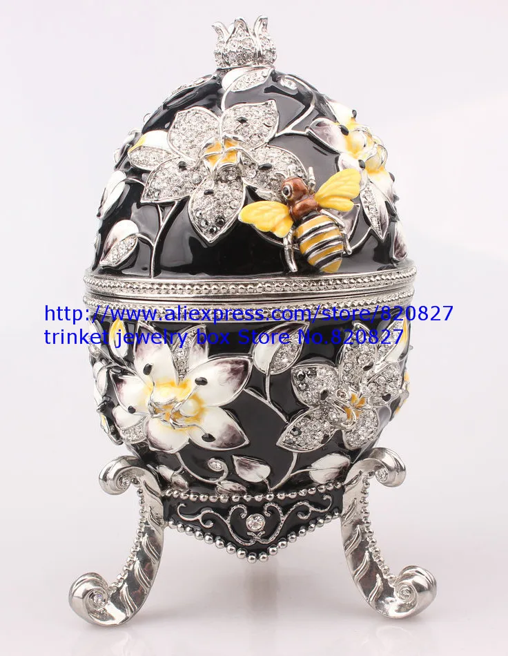 Faberge Egg Trinket Jewelry Box with a Pearl on Top for Sale