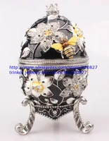 faberge egg trinket jewelry box with a pearl on top for sale